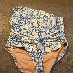 J. Crew Blue and Cream Patterned Swimwear